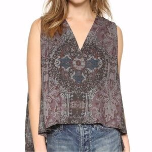 Free People Darcy swing printed Top blouse fairy whimsical whimsigoth grunge XS